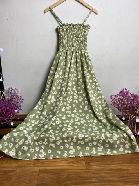 Váy 2 dây suông chun ngực hoa cúc nhí nhiều màu | BigBuy360 - bigbuy360.vn