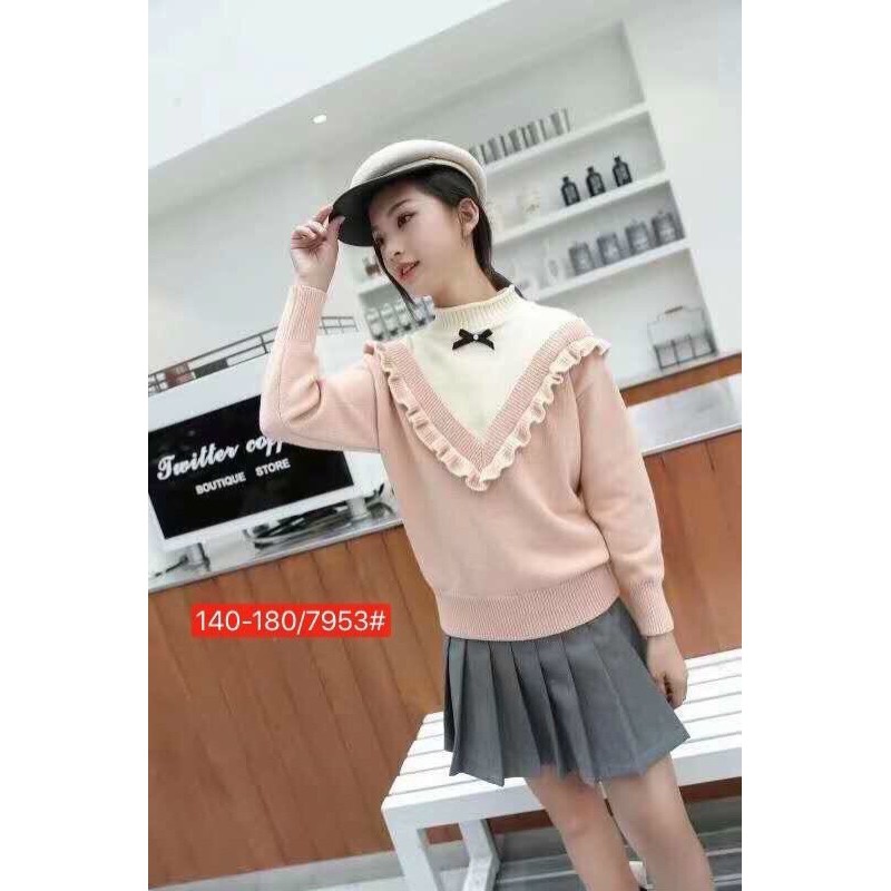 Áo len nơ cho bé gái size 160-180