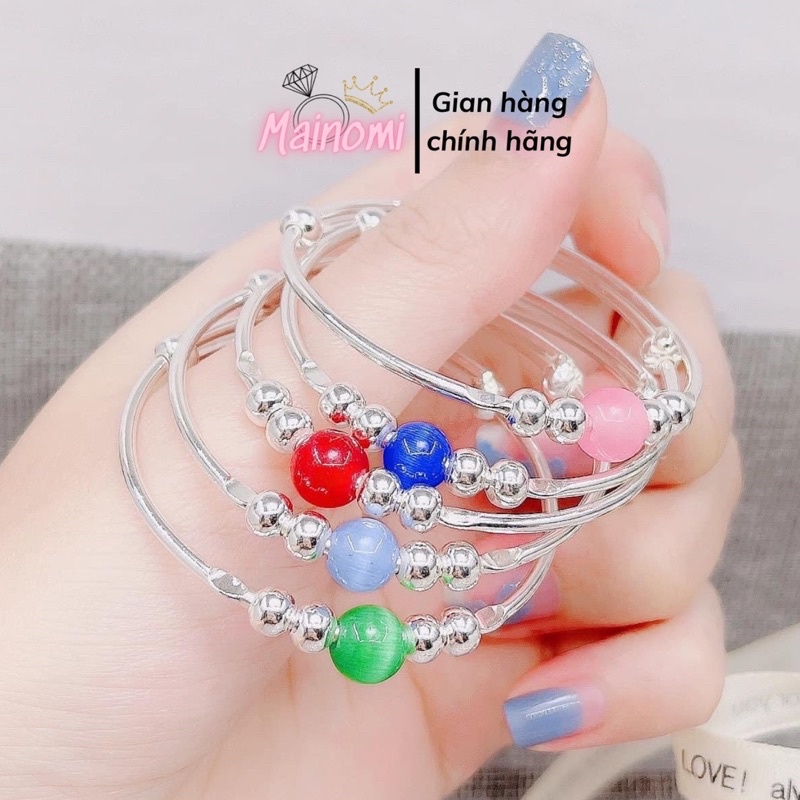 Lắc tay Bạc s99 cho bé, mix đá đủ màu thiết kế đơn giản nhưng vô cùng dễ thương Mainomi Shop Bạc Xinh