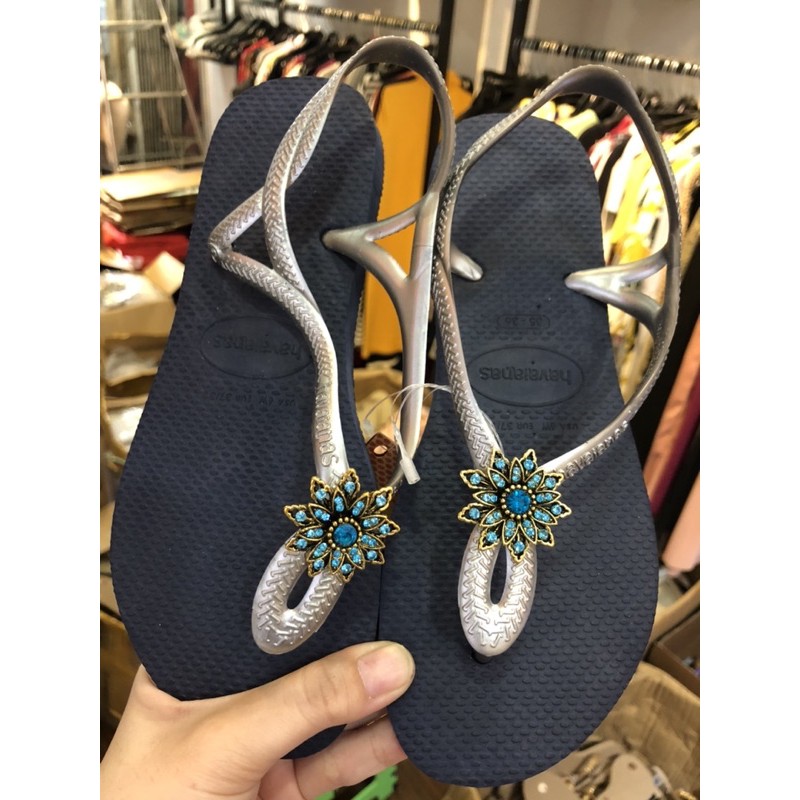 Sandan luna havaianas hàng chính hãng , màu xanh quai bạc