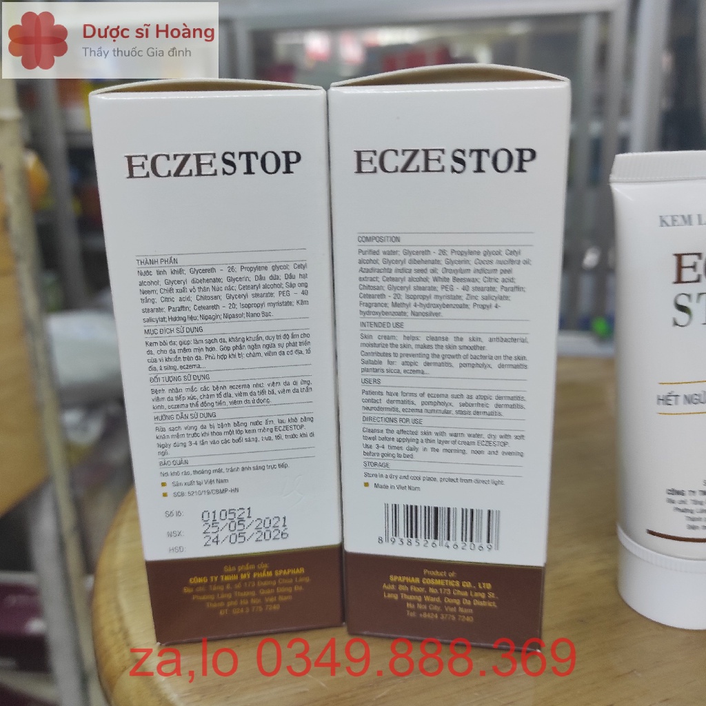 Kem ECZESTOP - Làm Sạch Da, Giúp Hết Ngứa, Sạch Eczema - Tuýp 35g