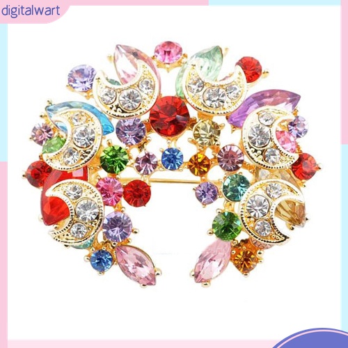 Ghim Cài Áo Hình Hoa / Trăng / Lưỡi Liềm Đính Đá Phong Cách Vintage Thời Trang Cho Nữ