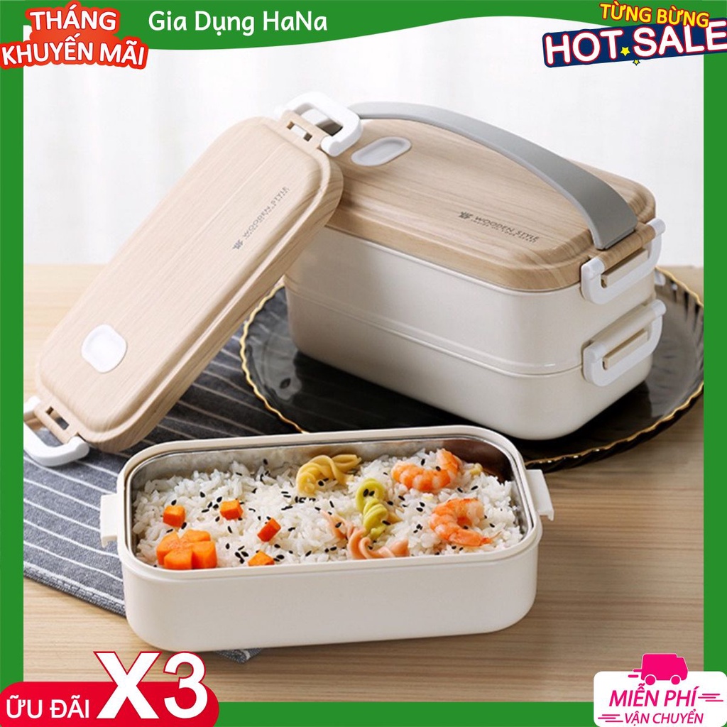 Hộp Đựng Cơm🍱Hộp Cơm Giữ Nhiệt Văn Phòng 2 Tầng 3 Ngăn Cao Cấp Lõi Inox 304 An Toàn Có Nắp Chống Tràn Quai Cầm Chắc Chắn