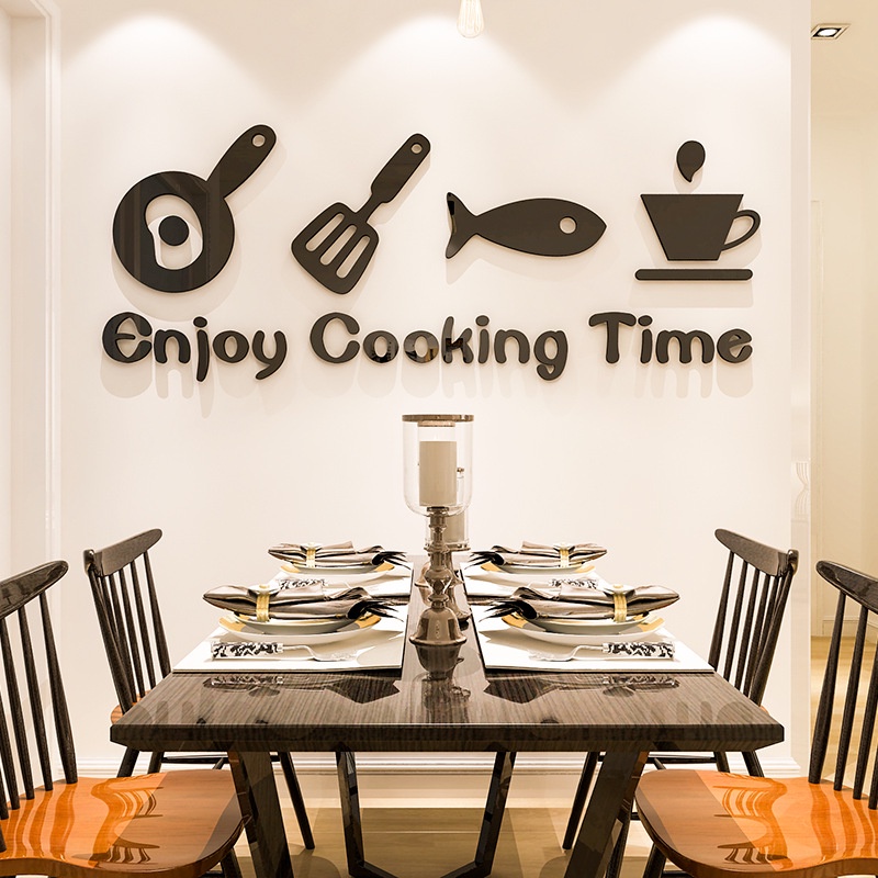 Giấy dán tường chữ tiếng Anh hoạt hình đơn giản có thể tháo gỡ trang trí nhà bếp / nhà hàng