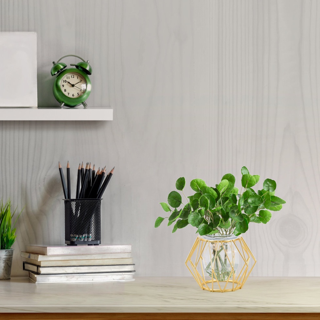 [Hàng Có Sẵn] Bình Hoa Thủy Tinh Nhỏ Họa Tiết Hình Học Vàng Kim Phong Cách Bắc Âu Retro Bền Bỉ Để Bàn Trang Trí Nhà Cửa