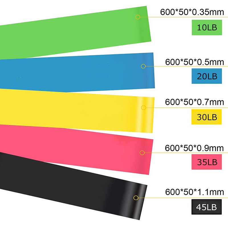 Set 5 Dây Cao Su Đàn Hồi Kháng Lực Hỗ Trợ Tập Yoga / Thể Hình Cho Nữ