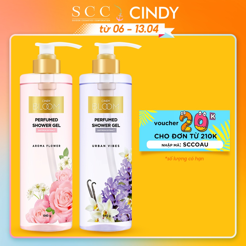 Combo sữa tắm nước hoa Cindy Bloom Aroma Flower 640g + Urban Vibes 640g