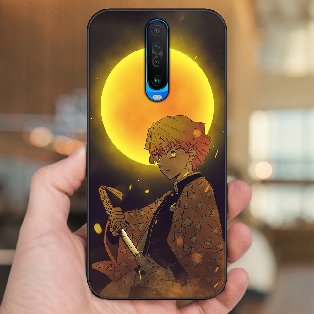 Ốp lưng Xiaomi K30 viền đen in hình Zenitsu Kimetsu no Yaiba