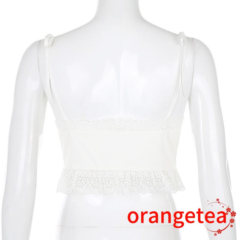 Áo hai dây cổ chữ V phối ren phong cách quyến rũ thời trang cho nữ