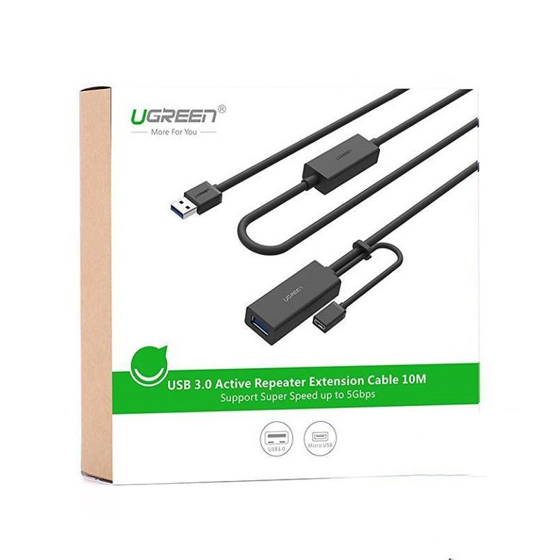 Cáp USB 3.0 nối dài 10 Met Chính Hãng Ugreen 20827 (cỗng trợ nguồn Micro USB) US175