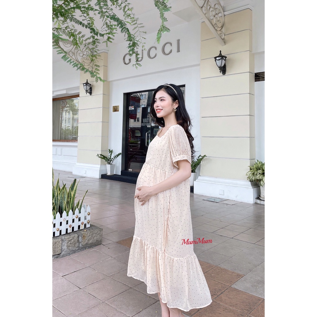Đầm maxi voan bi nơ sau tiêu thư