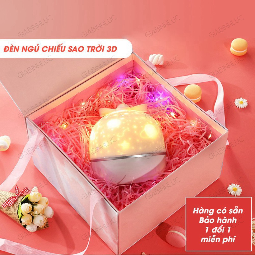 Đèn Ngủ Chiếu Hình Sao Trời Mặt Trăng 3D Vũ Trụ Đèn Ngủ Dải Ngân Hà Chiếu Sáng Phòng Ngủ