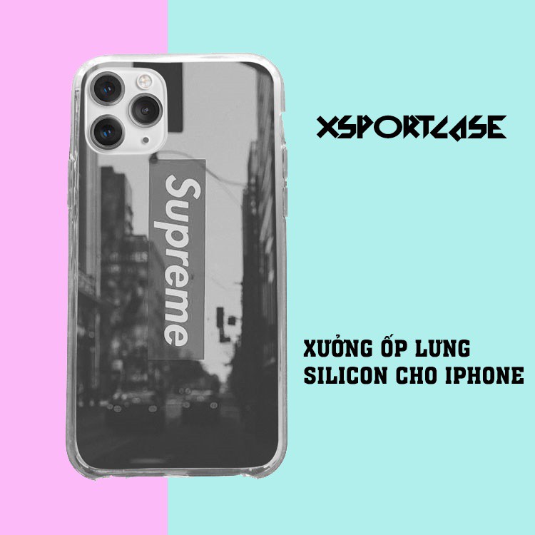 Ốp iphone chất XSPORTCASE Supreme Đen trắng Iphone 7 - Iphone 12 pro max SUPPOD00014