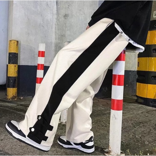 Quần ống rộng nam Sọc Caro Trắng Đen Trẻ Trung Thời Trang Cho unisex dài trắng bigsize Hàn Quốc simple quần ống suông