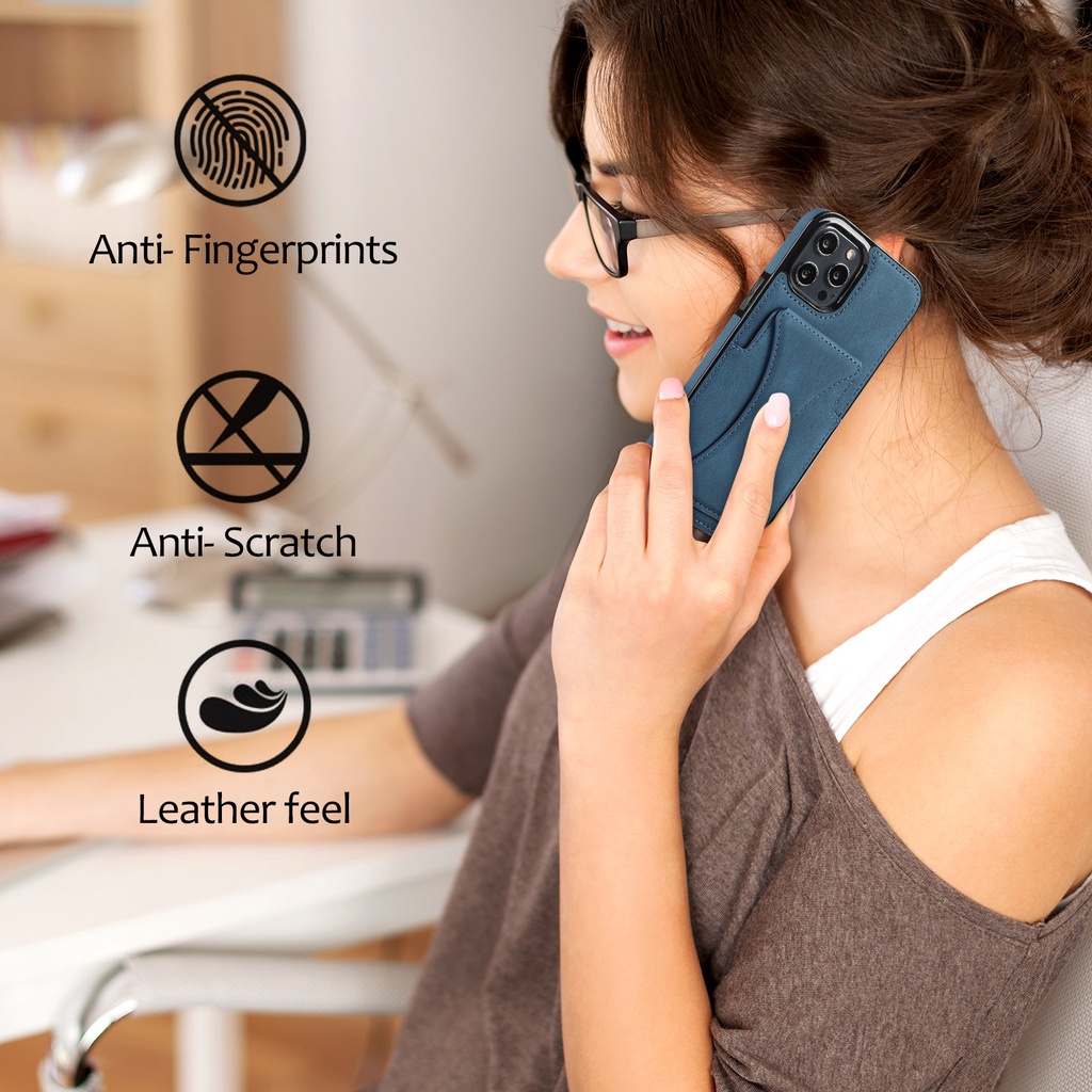 Bao Da Điện Thoại Có Ngăn Đựng Thẻ Chống Sốc Cho iphone 14 12 15 11 13 pro max 12mini xsmax xr 7 8 plus