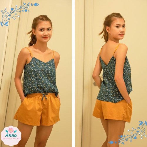 Bộ mặc nhà quần đùi áo dây xinh xắn