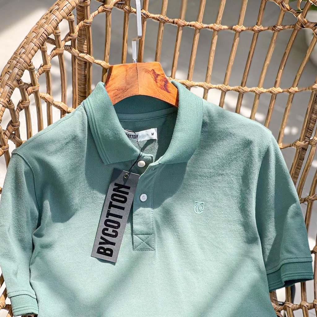 Áo Thun Polo Nam Cổ Bẻ Màu Xanh Lá BY COTTON Premium Basic Green Polo