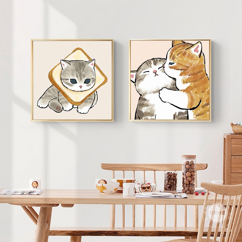Tranh Canvas Treo Tường Trang Trí Nội Thất Hình Mèo Dễ Thương