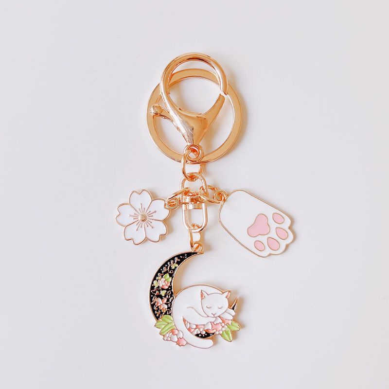 Móc Khóa Họa Tiết Hoạt Hình Thỏ Mèo Mặt Trăng Đáng Yêu