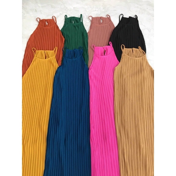 Váy Yếm Dập Ly Maxi Đi Biển 9 Màu