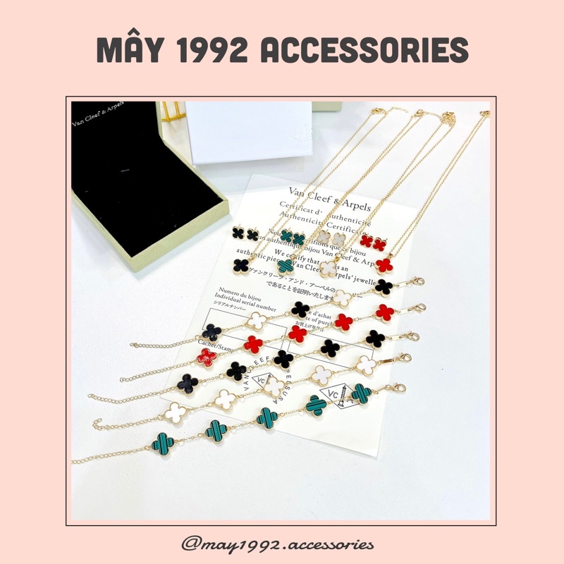 Set 3 món bông tai, dây chuyền , vòng tay hình cỏ 4 lá mã SP0171, SP0172 - may1992.accessories