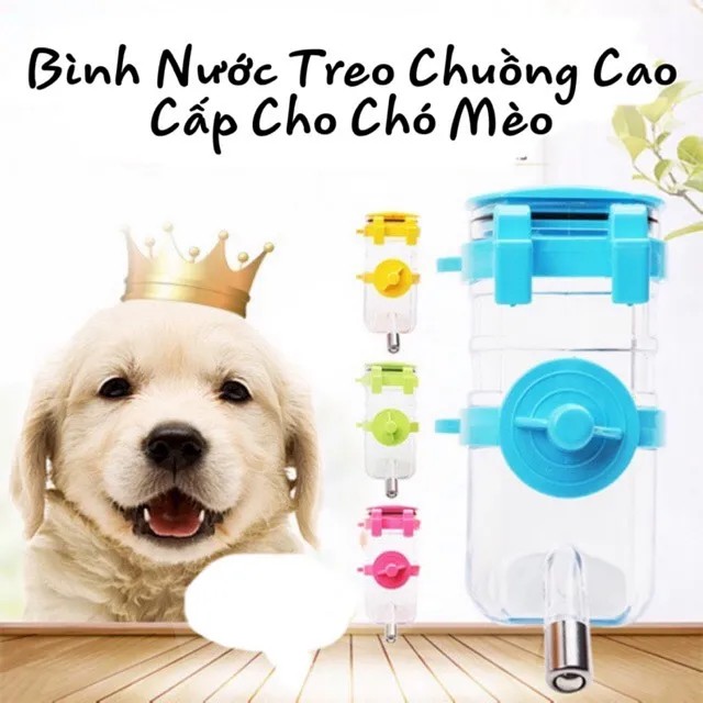 Bình nước liếm gắn chuồng cho chó mèo nhiều màu