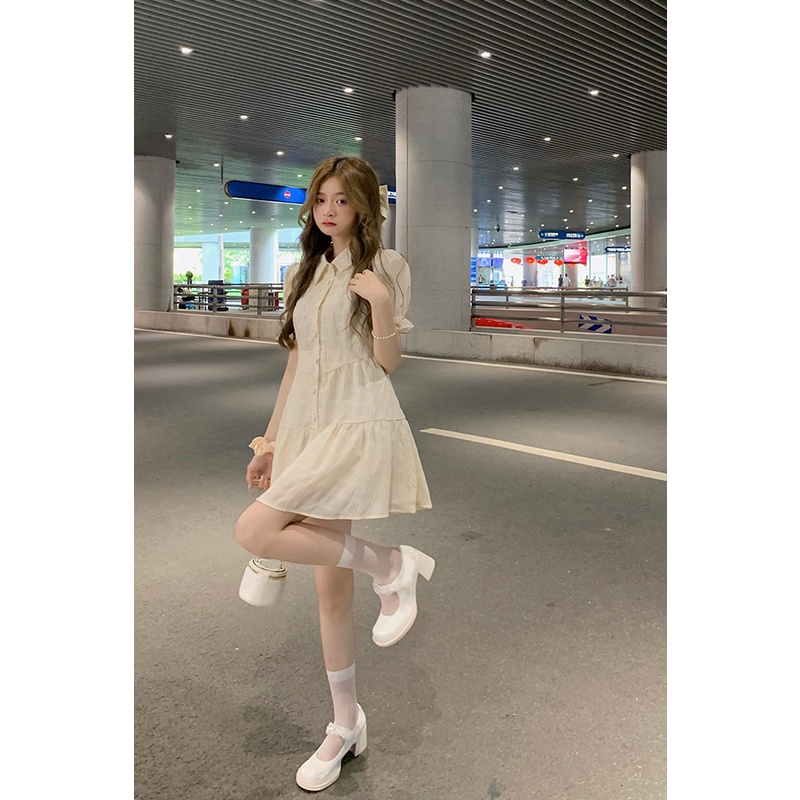 Váy Thiết Kế Cao Cấp, Đầm Thiết Kế Sang Chảnh, Váy Ngắn Hot Girl Tay Bồng - Eo Thon - Cổ Bẻ | BigBuy360 - bigbuy360.vn