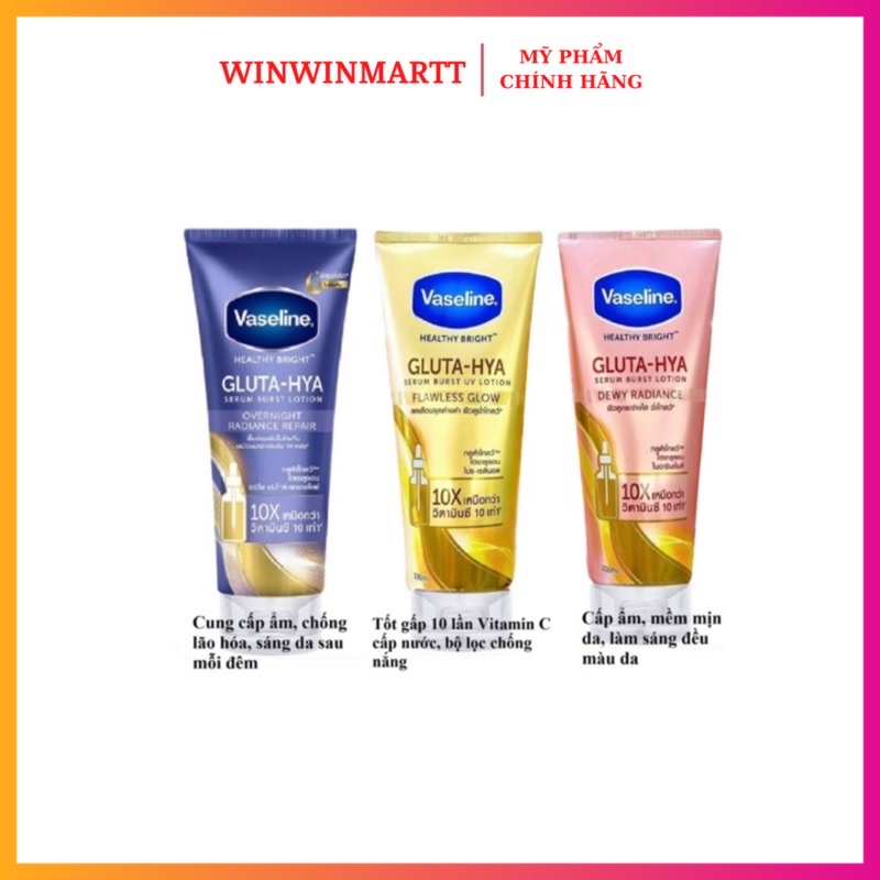 Sữa Dưỡng Thể Trắng Da Vaseline Healthy Bright Gluta HYA Serum 10X Thái Lan 300ml