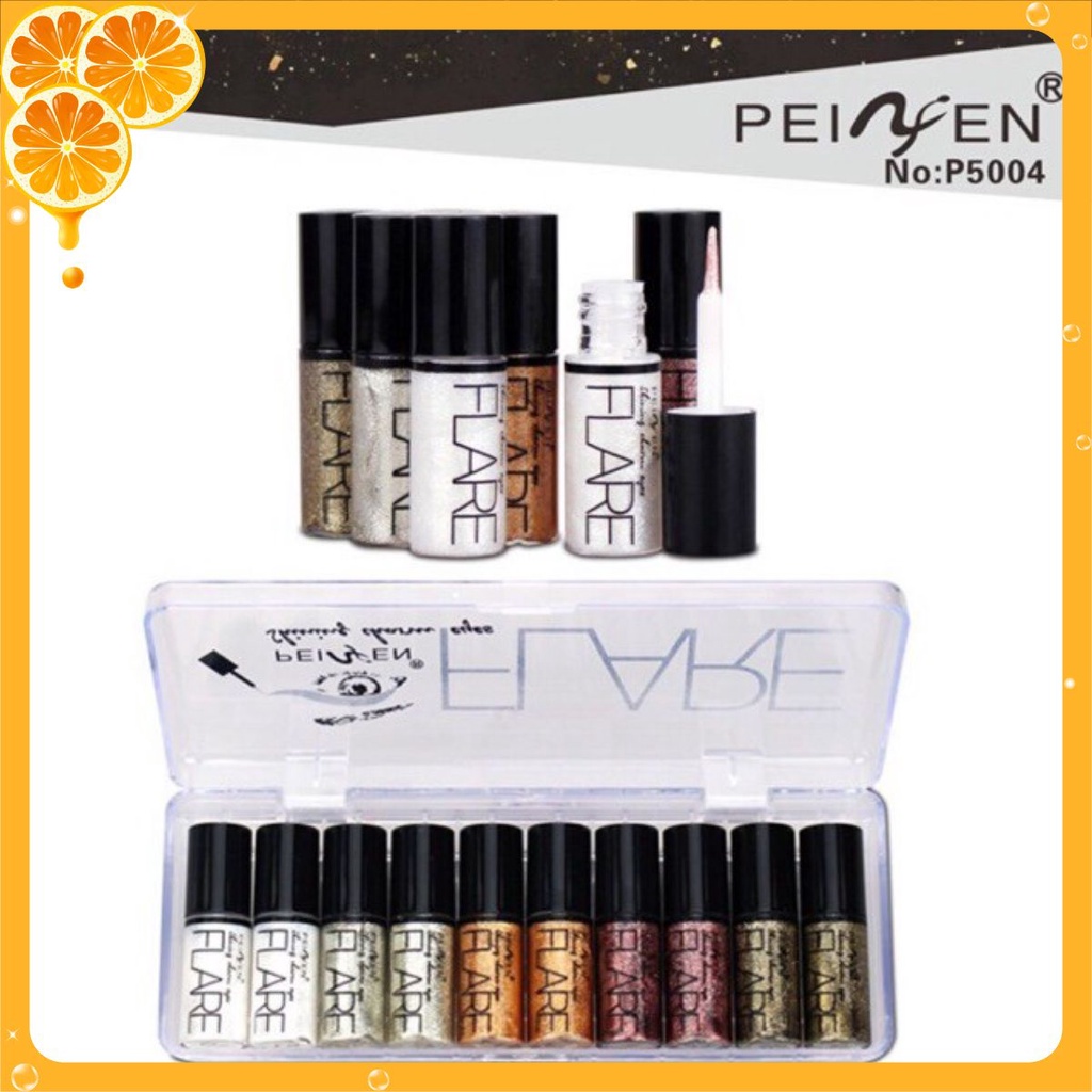 Set 10 kẻ mắt nước nhũ kim tuyến Flare