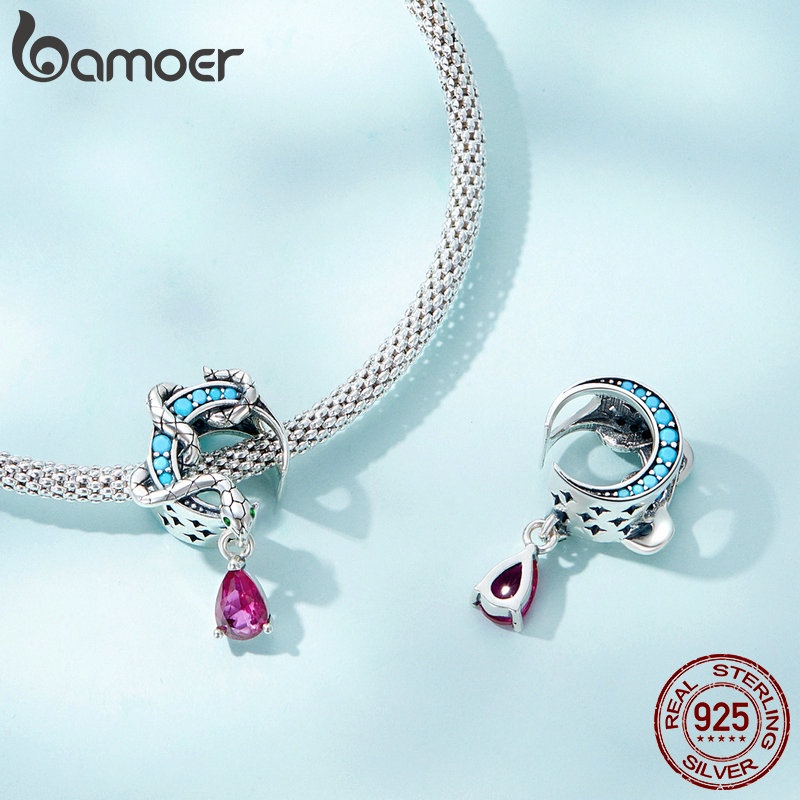 Hạt xâu BAMOER bạc 925 hình rắn tự làm vòng đeo tay