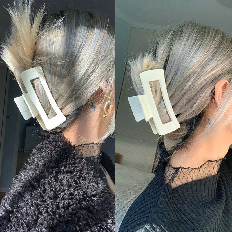 Kẹp Tóc Càng Cua Hình Vuông Cỡ Lớn Màu Sắc Đơn Giản Kiểu Hàn Quốc