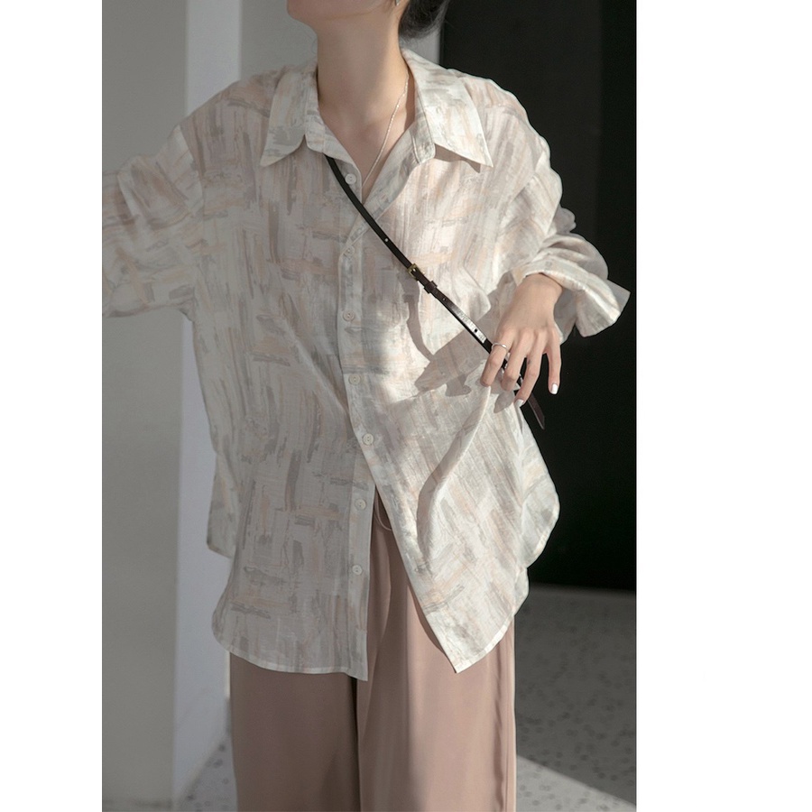 Áo Sơ Mi Chiffon Dài Tay Chống Nắng Họa Tiết Hoa Xinh Xắn