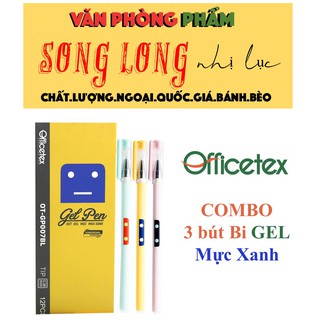 COMBO 3 Bút Bi GEL Mực Xanh - Viết êm Trơn, mực ra đều, không lem - Tiêu chuẩn Châu Âu - Thương hiệu Officetex của Bitex
