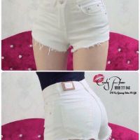 Short jean trắng đen lai rách kiểu