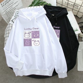 Áo Khoác Hoodie LUCKY BEAR Form Rộng Unisex Nam Nữ Mặc - CUTE-ZOO