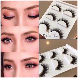 Lông Mi Chồn - Lông Mi Giả 3D Cao Cấp , Hộp 3 cặp Mink 11 , 3D-11