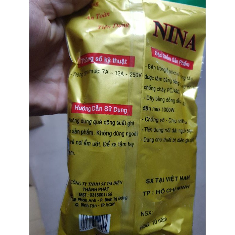Đuôi đèn công tắc liền dây 3m, 5m Nina ráp sẵn