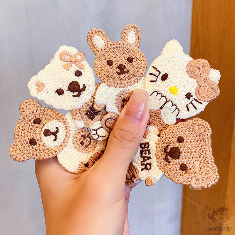 Kẹp tóc dệt kim họa tiết nhân vật hoạt hình phong cách Hàn Quốc đáng yêu cho bé gái