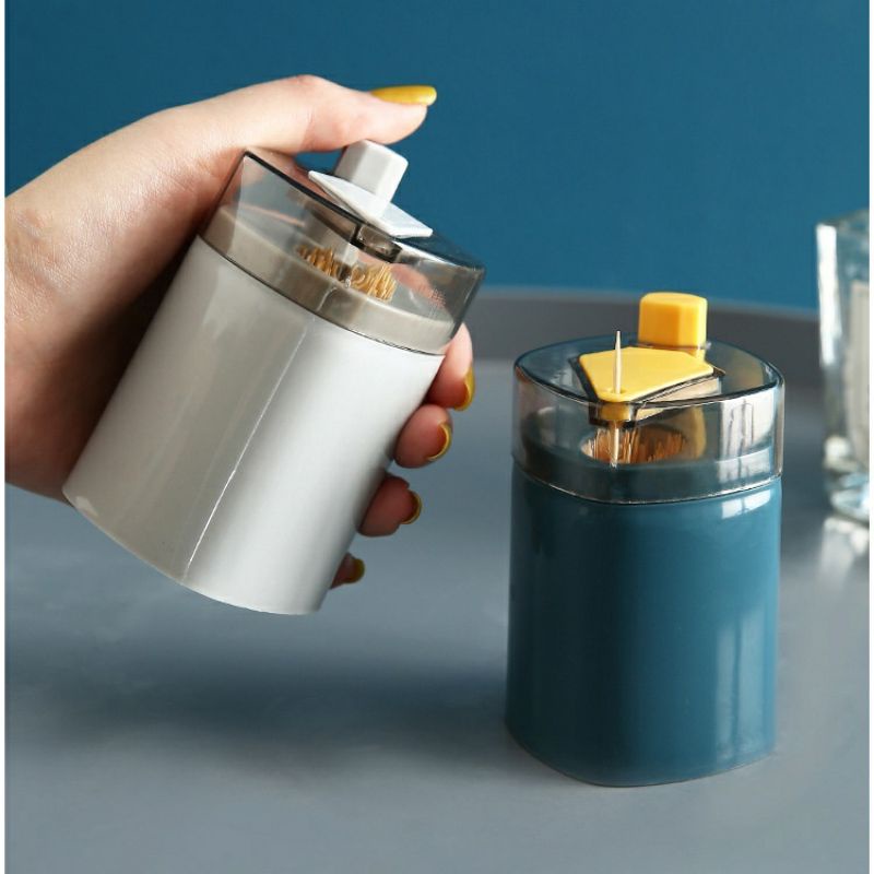 Hộp Đựng Tăm Xỉa Răng Thông Minh Có Nút Nhấn Tự Động Bật Tăm Lên