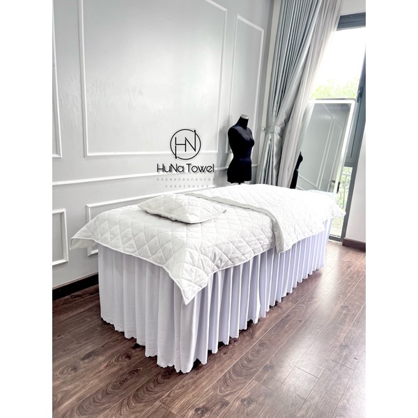 Tấm Trải Giường Chần Bông Cotton 100% Cho Spa, giường nail mi, phun xăm kt 120x220cm