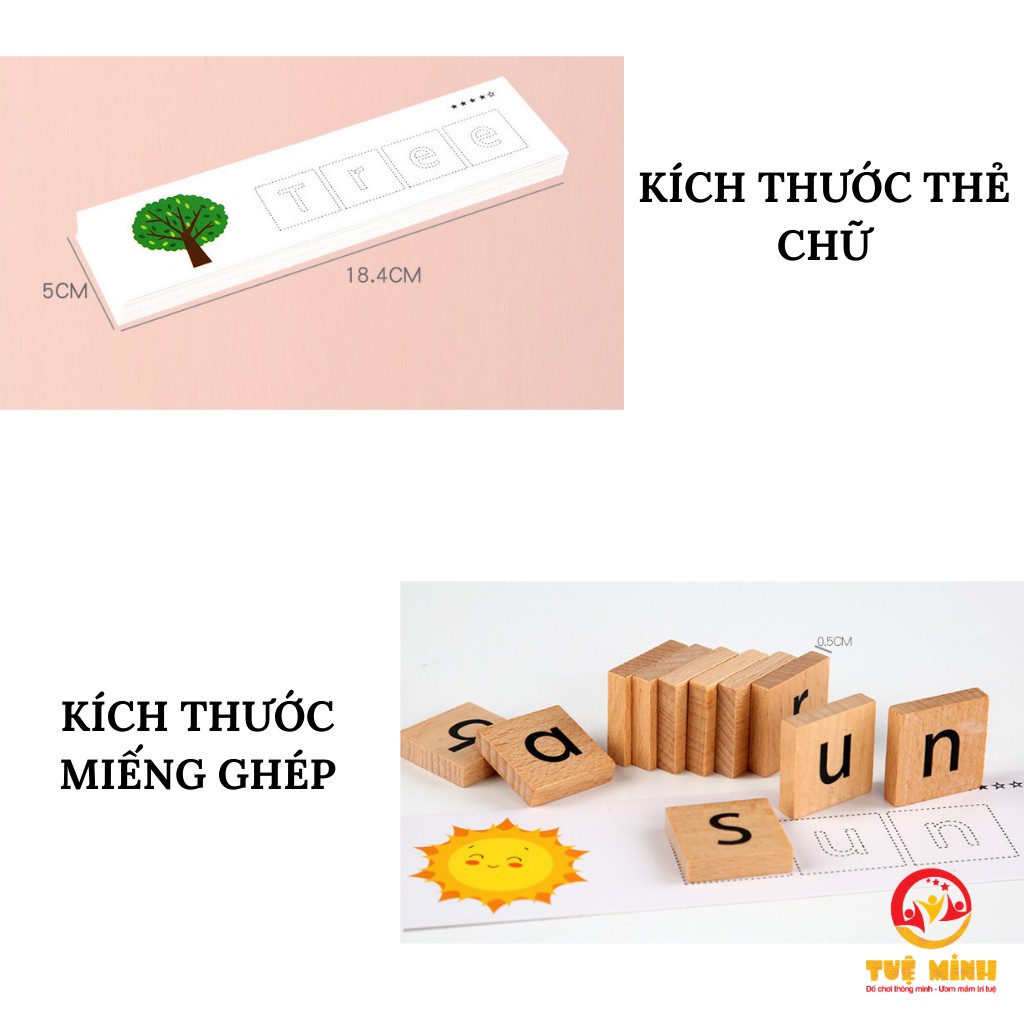 Bộ Ghép Chữ Đồ Chơi Gỗ Giúp Bé Học Vần Tiếng Anh