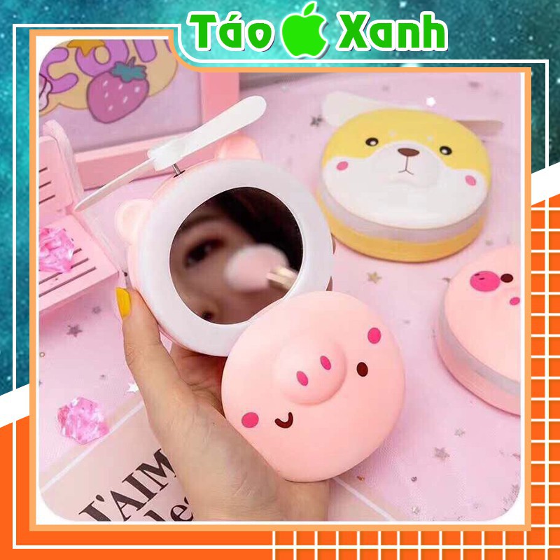 Quạt Mini Cầm Tay - Quạt Hình Heo 3 in 1SHOPEMTRANG7Quạt Làm Mát Cầm Tay Mini Hình Con Heo Đa Năng(Quạt+Gương+Đèn)