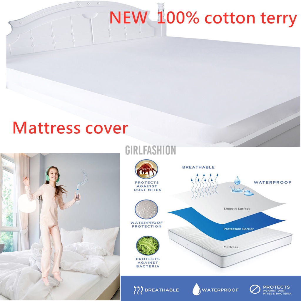 All Size Fully Fitted Cotton Terry Knitted Mattress Protector Topper Sheet Cover