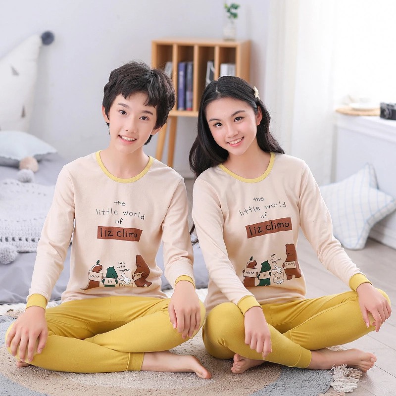 Bộ đồ ngủ dài in hình hoạt hình dễ thương cho bé