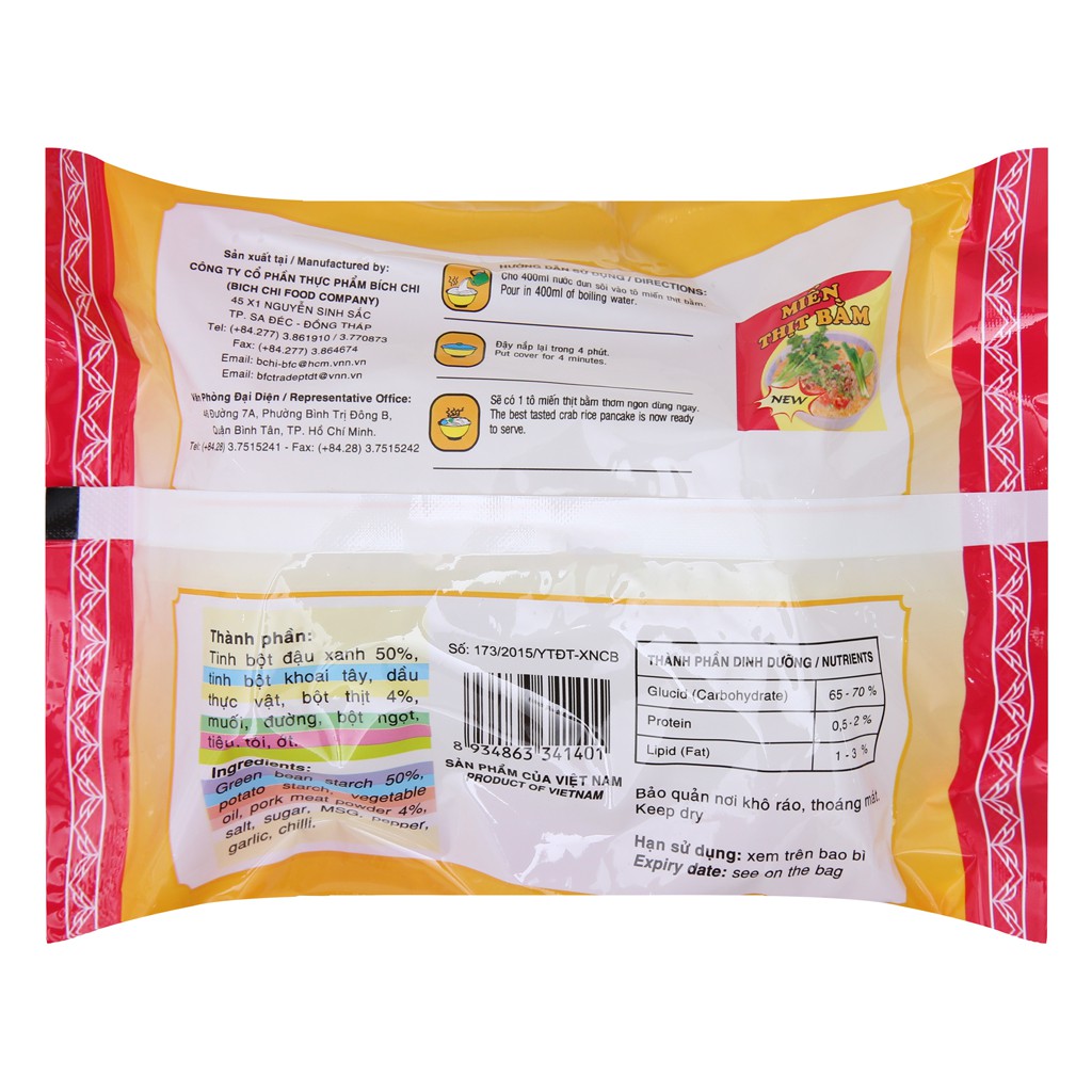 8 GÓI Miến thịt bằm Bích Chi gói 60g