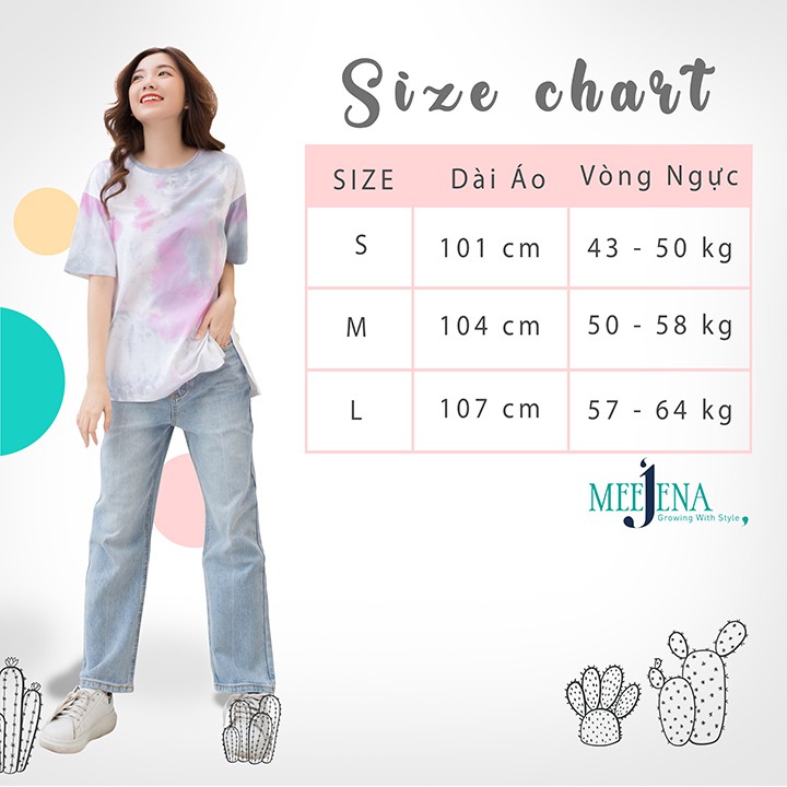 Áo Thun Nữ Loang màu Form Rộng 100% COTTON 4C từ 43-64 kg - MEEJENA - 170