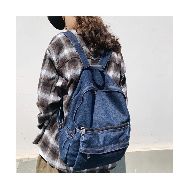 Balo denim/ balo vải bò hàng loại 1 dày dặn kiểu dánng basic rọng rãi phong cách retro phù hợp cho nam và nữ