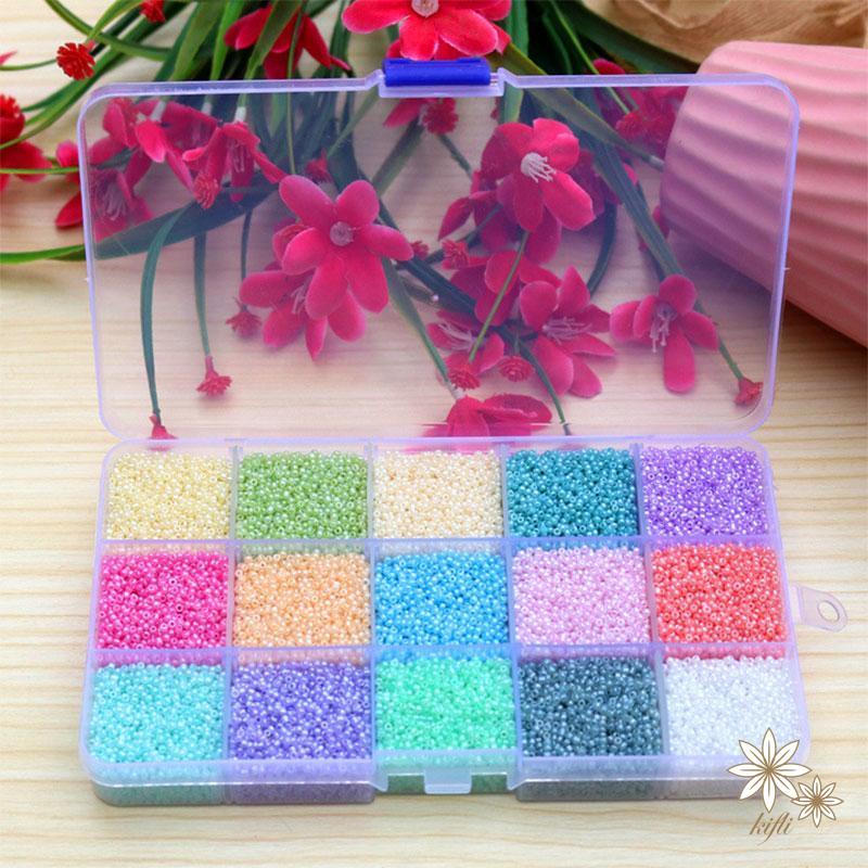 Set 500 Hạt Thủy Tinh Nhỏ Nhiều Màu Làm Trang Sức Cho Bé DIY