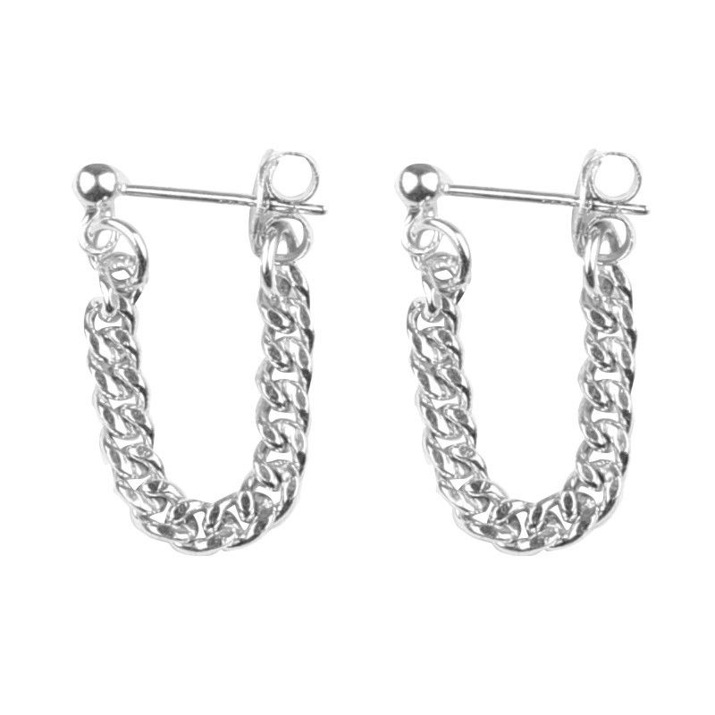 Khuyên tai 23147 dạng mắt xích đơn giản phong cách đường phố cổ điển sành điệu cho nam nữ