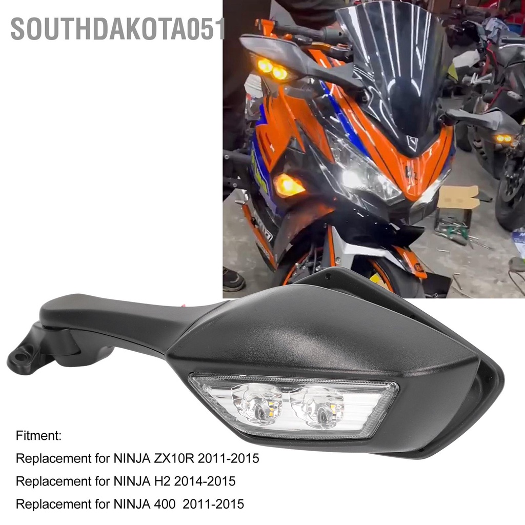 Southdakota051 Gương chiếu hậu xe máy có đèn xi nhan LED thay thế cho NINJA ZX10R 2011‑2015